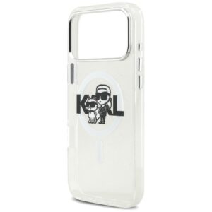 Karl Lagerfeld IML Glitter Karl & Choupette Sketch Logo MagSafe dėklas skirtas Apple iPhone 17 Pro Max Clear - Image 6