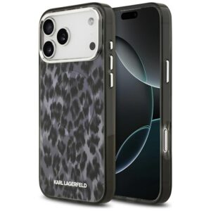 Karl Lagerfeld IML Leopard Pattern MagSafe dėklas skirtas Apple iPhone 17 Pro Max juodos spalvos