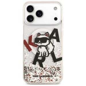 Karl Lagerfeld Liquid Glitter Choupette Logo MagSafe dėklas skirtas Apple iPhone 17 Pro Max Clear - Image 3