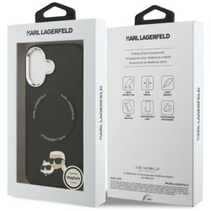 Karl Lagerfeld Karl & Choupette Pins MagSafe dėklas skirtas Apple iPhone 17 juodos spalvos - Image 8