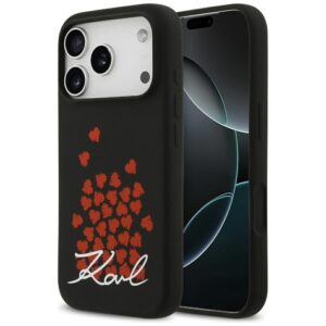 Karl Lagerfeld Silicone Heart Sign Logo MagSafe dėklas skirtas Apple iPhone 17 Pro juodos spalvos - Image 1