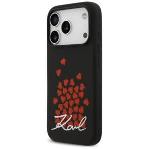Karl Lagerfeld Silicone Heart Sign Logo MagSafe dėklas skirtas Apple iPhone 17 Pro juodos spalvos - Image 2