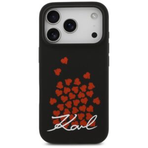 Karl Lagerfeld Silicone Heart Sign Logo MagSafe dėklas skirtas Apple iPhone 17 Pro juodos spalvos - Image 3
