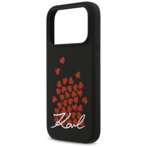 Karl Lagerfeld Silicone Heart Sign Logo MagSafe dėklas skirtas Apple iPhone 17 Pro juodos spalvos - Image 6