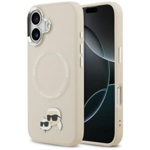 Karl Lagerfeld Karl & Choupette Pins MagSafe dėklas skirtas Apple iPhone 17 Beige - Image 1
