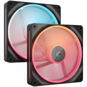 Corsair iCUE Link LX140-R RGB korpuso ventiliatorius, PWM - 2er-Pack, 140mm, juodos spalvos