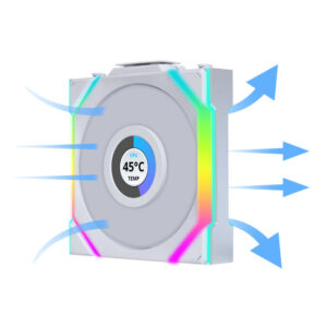 Lian Li UNI FAN SL Wireless LCD korpuso ventiliatorius, ARGB, PWM, 3er-Pack su valdikliu- 120 mm, baltos spalvos - Image 2