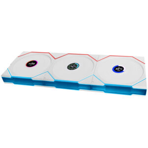 Lian Li UNI FAN TL Wireless LCD korpuso ventiliatorius, ARGB, PWM, 3er-Pack su valdikliu- Reverse Blade, 120 mm, baltos spalvos