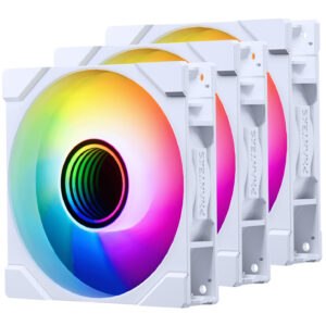 PHANTEKS M25 Gen2 PWM D-RGB korpuso ventiliatorius, 3er-Pack - Reverse Blade, 120mm, baltos spalvos