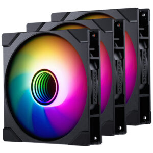 PHANTEKS M25 Gen2 PWM D-RGB korpuso ventiliatorius 3er-Pack - Reverse Blade, 140mm, juodos spalvos