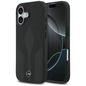 Dėklas Mercedes Leather The Move MagSafe skirtas Apple iPhone 17 juodos spalvos