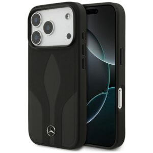Dėklas Mercedes Leather The Move MagSafe skirtas Apple iPhone 17 Pro juodos spalvos