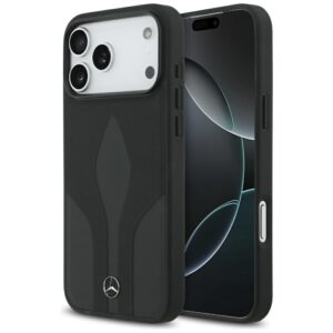Dėklas Mercedes Leather The Move MagSafe skirtas Apple iPhone 17 Pro Max juodos spalvos