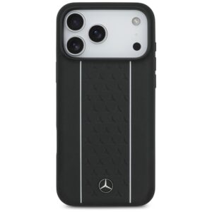 Mercedes Leather Star Pattern Stripes MagSafe dėklas skirtas Apple iPhone 17 Pro Max juodos spalvos - Image 3