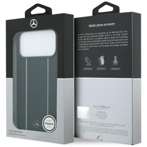 Mercedes Leather Star Pattern Stripes MagSafe dėklas skirtas Apple iPhone 17 Pro Max juodos spalvos - Image 8