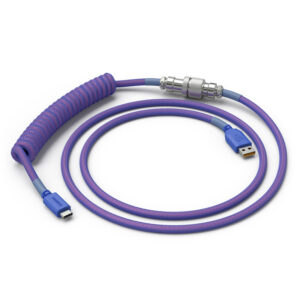 Glorious Coiled Cable susuktas klaviatūros laidas Nebula, USB-C į USB-A, 1.37m - violetinės spalvos