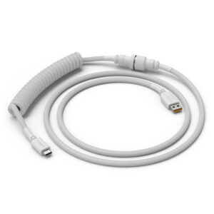 Glorious Coiled Cable susuktas klaviatūros laidas Ghost White, USB-C į USB-A, 1.37m - baltos spalvos