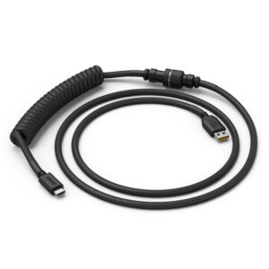 Glorious Coiled Cable susuktas klaviatūros laidas Phantom Black, USB-C į USB-A, 1.37m - juodos spalvos