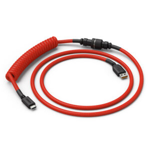 Glorious Coiled Cable susuktas klaviatūros laidas Crimson Red, USB-C į USB-A, 1.37m - raudonos ir juodos spalvos