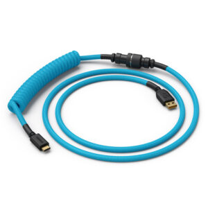 Glorious Coiled Cable susuktas klaviatūros laidas Electric Blue, USB-C į USB-A - 1,37m, žydros spalvos