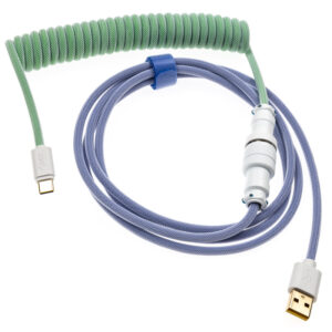 Ducky Premicord Iris Coiled Cable susuktas klaviatūros laidas, USB-C į USB-A - 1,8m