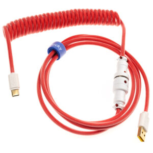 Ducky Premicord Apple Red Coiled Cable susuktas klaviatūros laidas, USB-C į USB-A - 1,8m