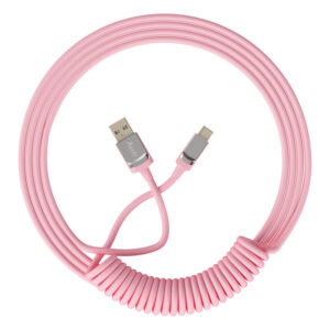 AKKO Coiled Cable susuktas klaviatūros laidas, USB-C į USB-A - rožinės spalvos