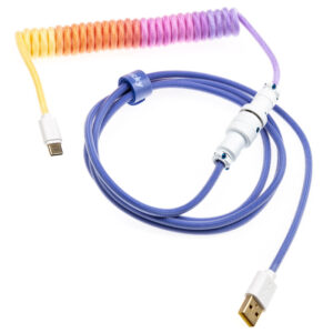 Ducky Premicord Afterglow Coiled Cable susuktas klaviatūros laidas, USB-C į USB-A - 1,8m