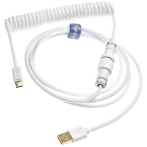 Ducky Coiled Cable susuktas klaviatūros laidas - White Edition