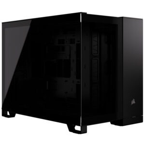 Corsair 2500X Micro-ATX kompiuterio korpusas, Tempered Glass - juodos spalvos
