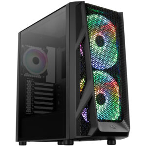 Aerocool AirHawk Duo Midi-Tower, Tempered Glass - juodos spalvos