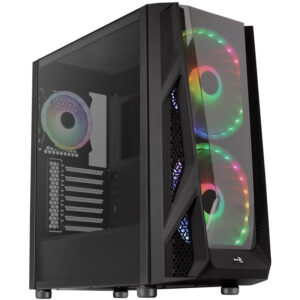 Aerocool NightHawk Duo Midi-Tower, Tempered Glass - juodos spalvos