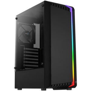 Aerocool Bionic v1 Midi-Tower, RGB, Tempered Glass - juodos spalvos