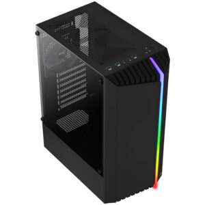 Aerocool Bionic v1 Midi-Tower, RGB, Tempered Glass - juodos spalvos - Image 2