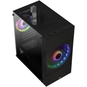 Aerocool Atomic Lite v2 Micro-ATX kompiuterio korpusas, RGB, Tempered Glass - juodos spalvos - Image 2