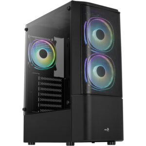 Aerocool Quantum Mesh v3 Midi-Tower, RGB, Tempered Glass - juodos spalvos