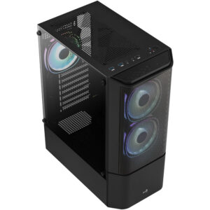 Aerocool Quantum Mesh v3 Midi-Tower, RGB, Tempered Glass - juodos spalvos - Image 2