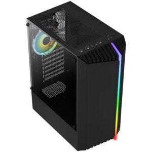 Aerocool Bionic v2 Midi-Tower, RGB, Tempered Glass - juodos spalvos - Image 2