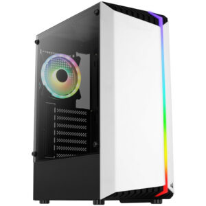Aerocool Bionic v2 Midi-Tower, RGB, Tempered Glass - juodos spalvos/baltos spalvos