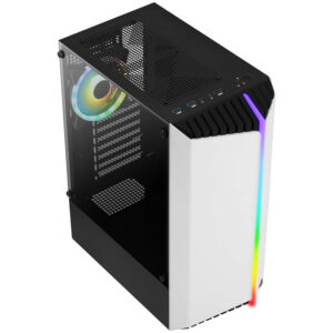 Aerocool Bionic v2 Midi-Tower, RGB, Tempered Glass - juodos spalvos/baltos spalvos - Image 2