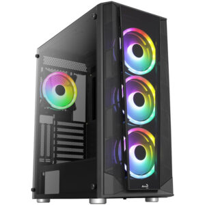 Aerocool Prism FRGB Midi-Tower, ATX, Tempered Glass - juodos spalvos