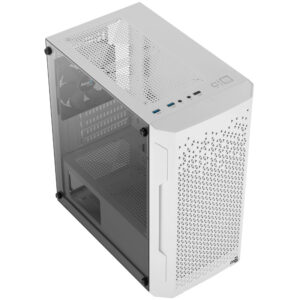 Aerocool Trinity Mini-Tower V1, Tempered Glass - baltos spalvos - Image 2