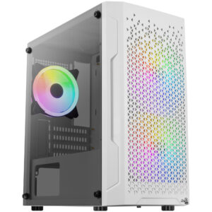 Aerocool Trinity Mini-Tower V2, Tempered Glass - baltos spalvos