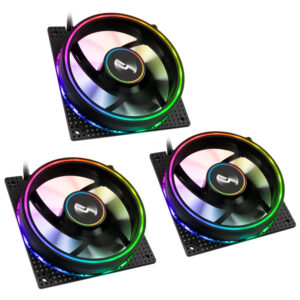 Cryorig Crona S PWM korpuso ventiliatorius, ARGB, 3er Pack - 120mm, juodos spalvos
