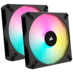 Corsair AF Elite Series RGB PWM korpuso ventiliatorius 2er Pack su RGB valdikliu- 140mm, juodos spalvos