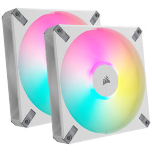Corsair AF Elite Series RGB PWM korpuso ventiliatorius 2er Pack su RGB valdikliu- 140mm, baltos spalvos