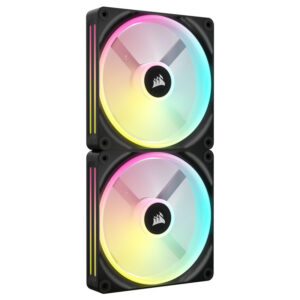 Corsair iCUE LINK QX140 RGB Series, PWM korpuso ventiliatorius, 2er Pack su RGB valdikliu- 140mm, juodos spalvos, Starter Kit