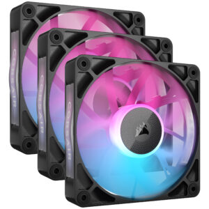 Corsair iCUE LINK RX120 RGB Series, PWM korpuso ventiliatorius 3er Pack - 120 mm, juodos spalvos