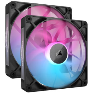 Corsair iCUE LINK RX140 RGB Series, PWM korpuso ventiliatorius 2er Pack - 140mm, juodos spalvos