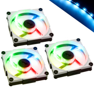 InWin Aurora RGB-LED korpuso ventiliatorius, 120mm, 3er Set - juodos spalvos/baltos spalvos